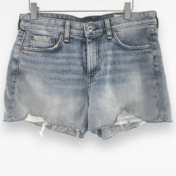 Rag & Bone Womens Size 26 Dre Low Rise Jean Shorts Blue Medium Wash Denim Cutoff - Picture 1 of 7